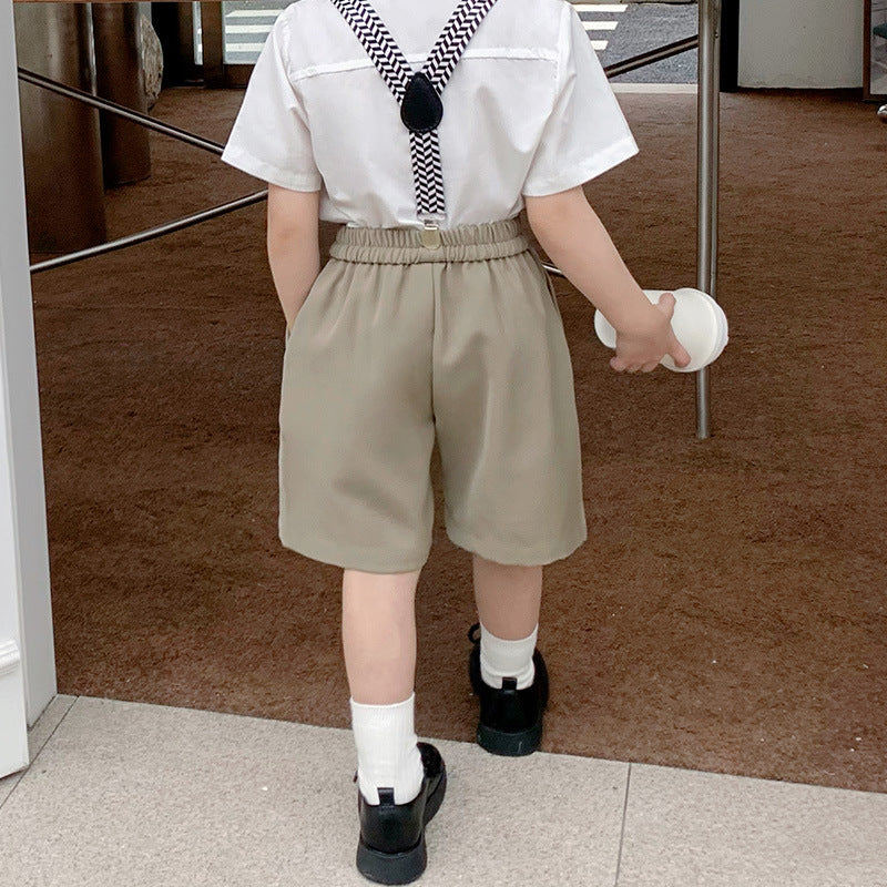 Children's Korean Shorts Boys Elastic Waist Pure Color Suit Children's Pants