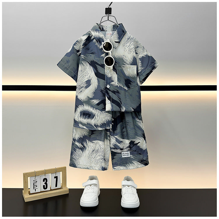 Children's Summer Casual Short Sleeve Shirt Outfit Trendy Loose Clothing Children's Suit