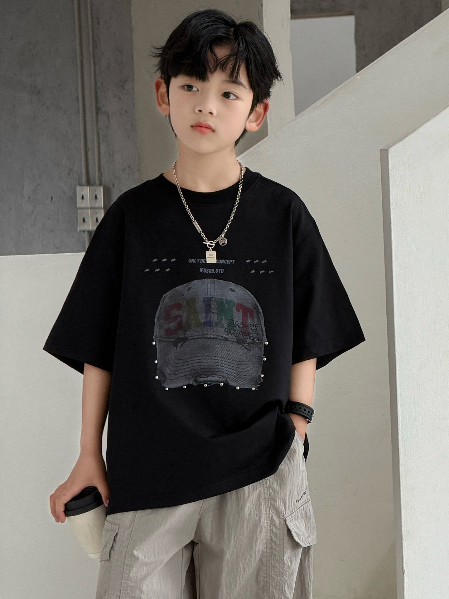 Children's Boy's Short-sleeved Summer Medium Large Shirt Children's T-shirt