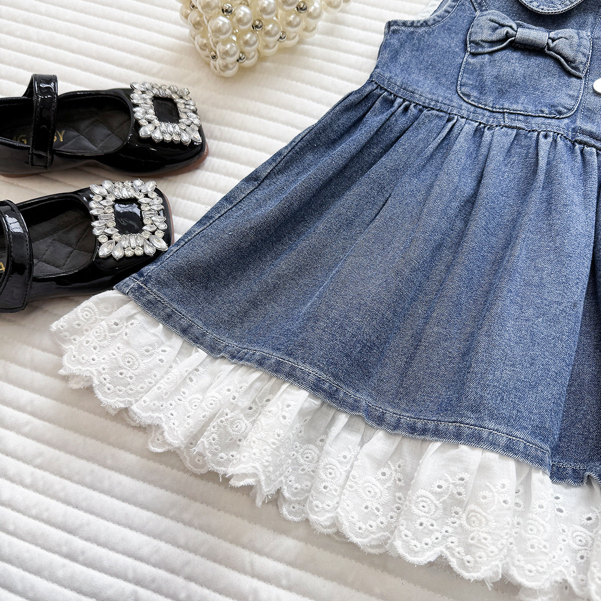 Children's Summer Korean Style Thin Denim Fashionable Stylish Children's Dress