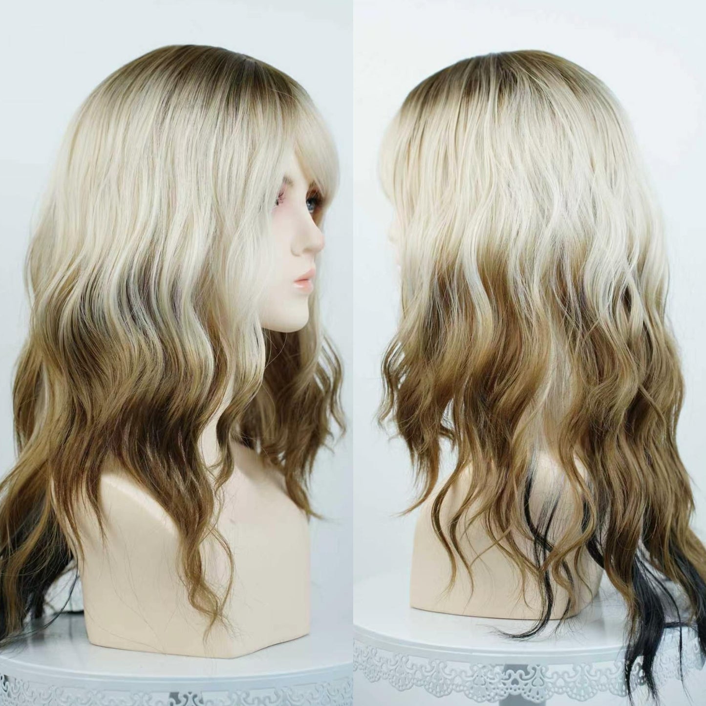 Bangs Dyed Water Ripple Long Curly Other Wig