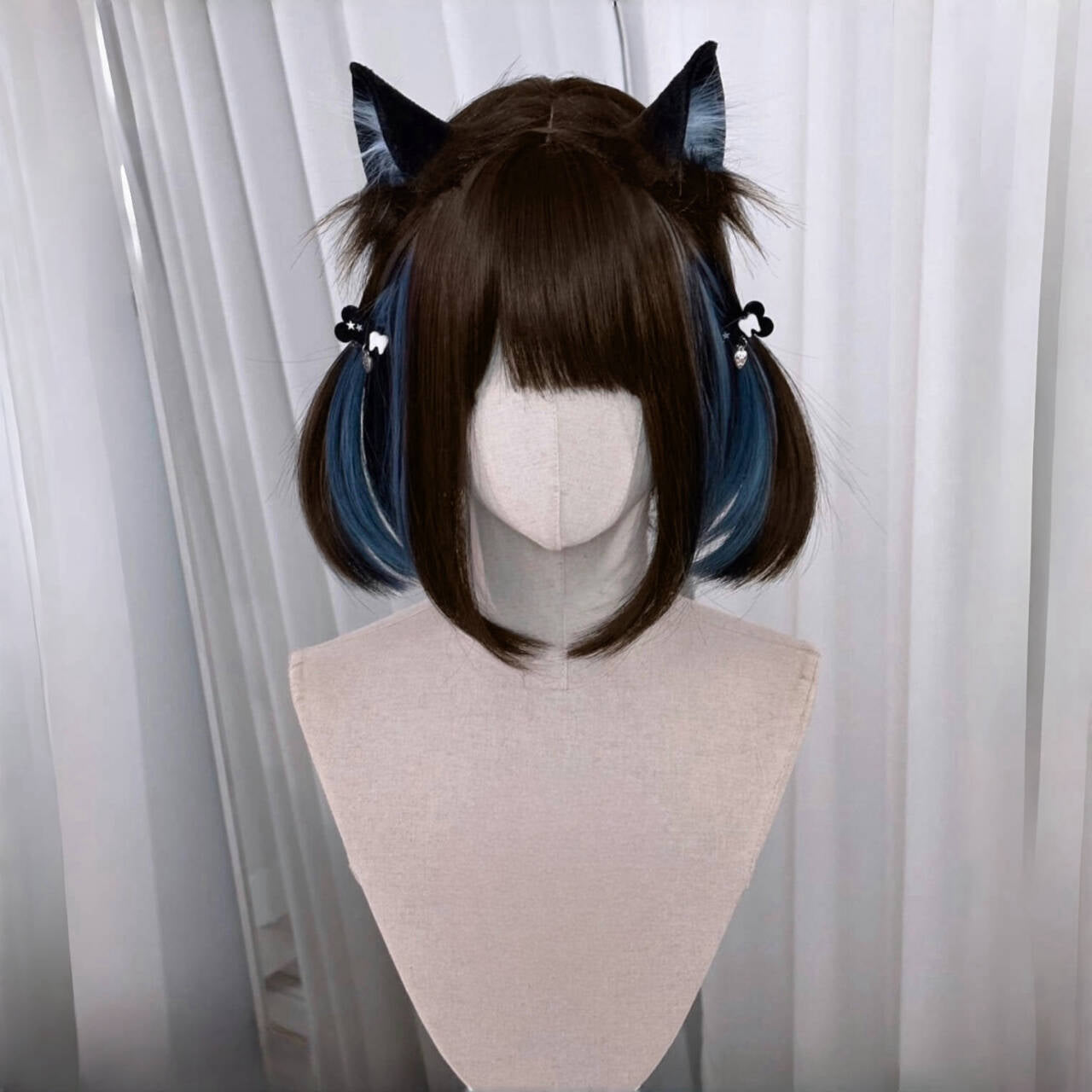 Female Natural Curly Bangs Realistic Atmosphere Wig Short Straight Hair