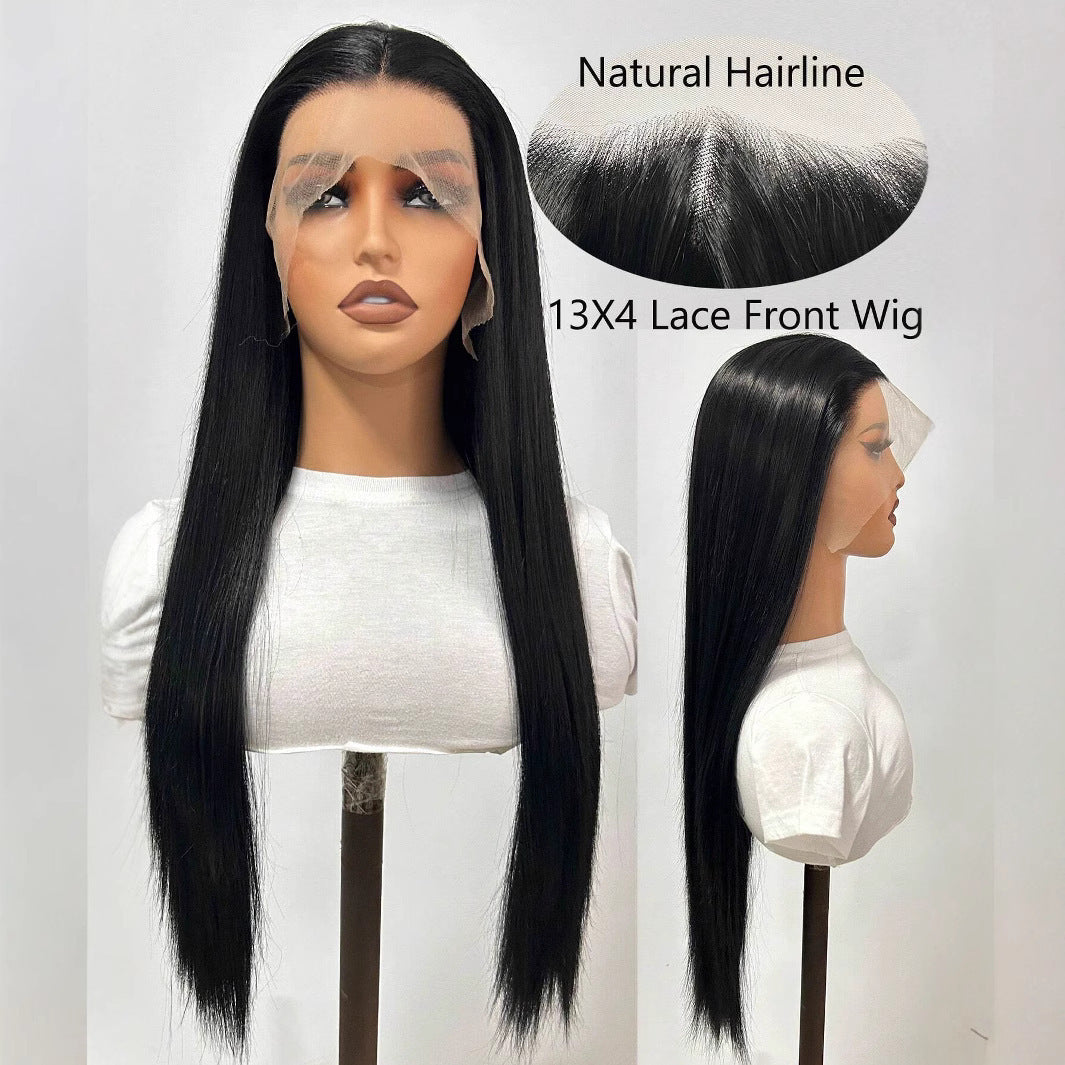 Women's Forehead Lace Hair Full Style Artificial Long Straight Wig