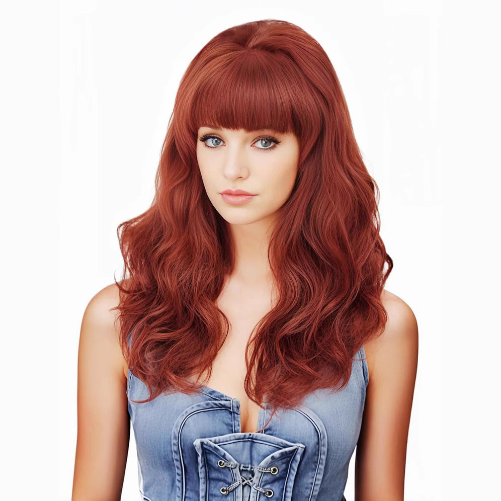 Women's Pear Flower Mid-length Curly Hair Gradient Mixed Cos Wig