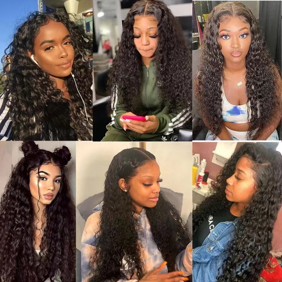 Front Lace Curly African Small Volume Wig Long Curls