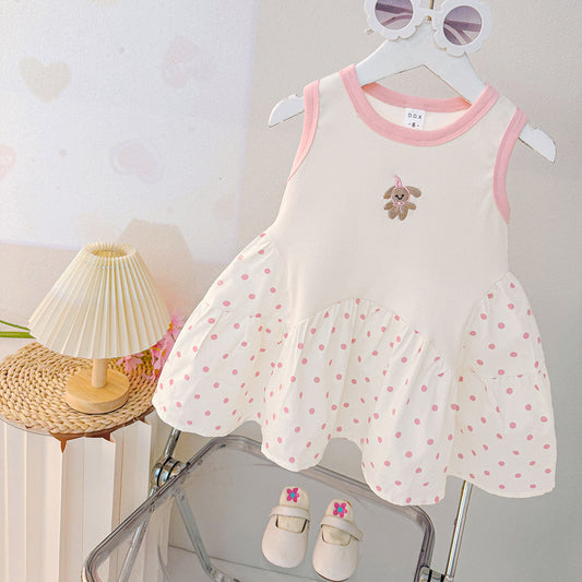 Princess Vest Little Korean Style Polka Children's Dress