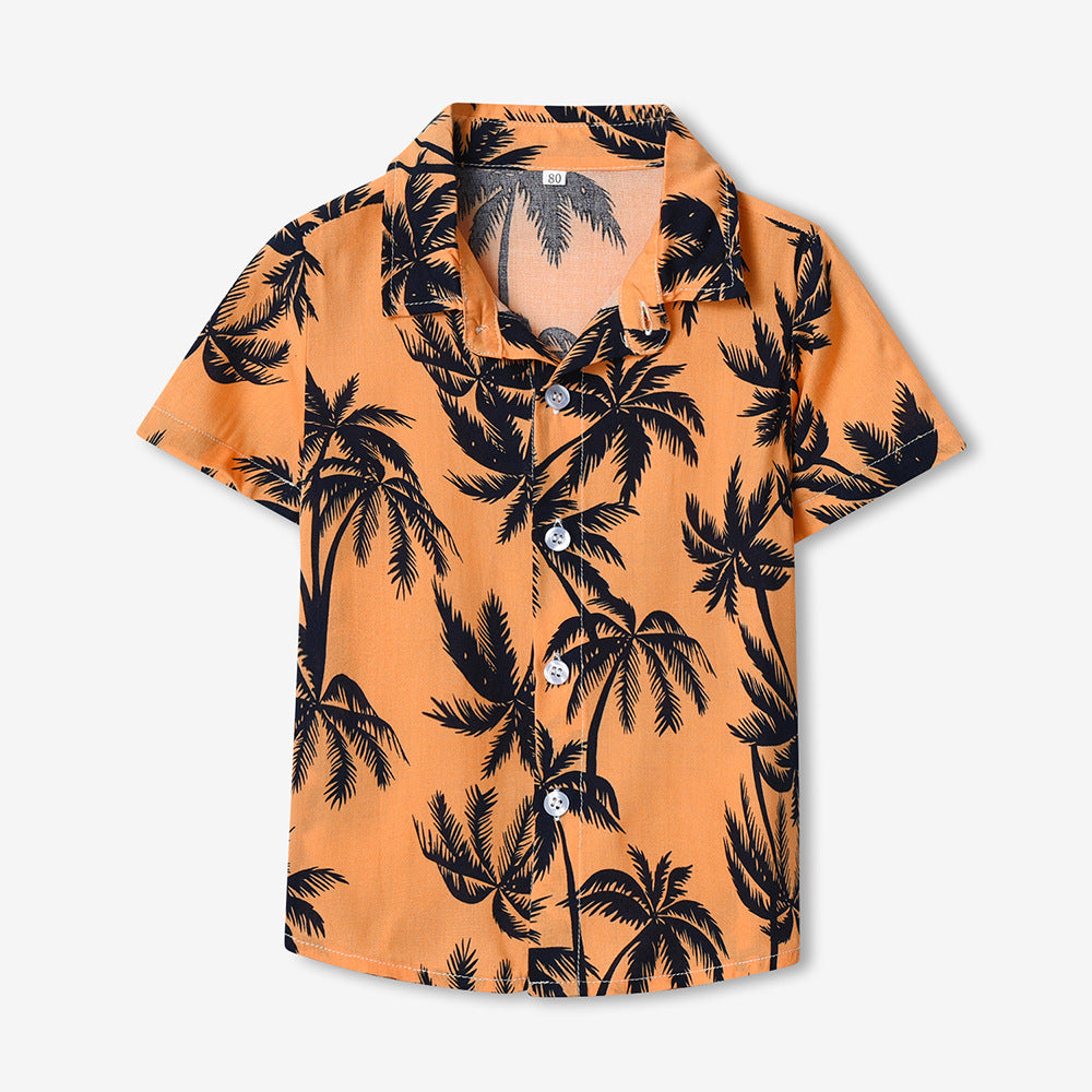 Children's Clothing Lapel Single Breasted Cute Flowers Cardigan Summer Casual Children's Shirt