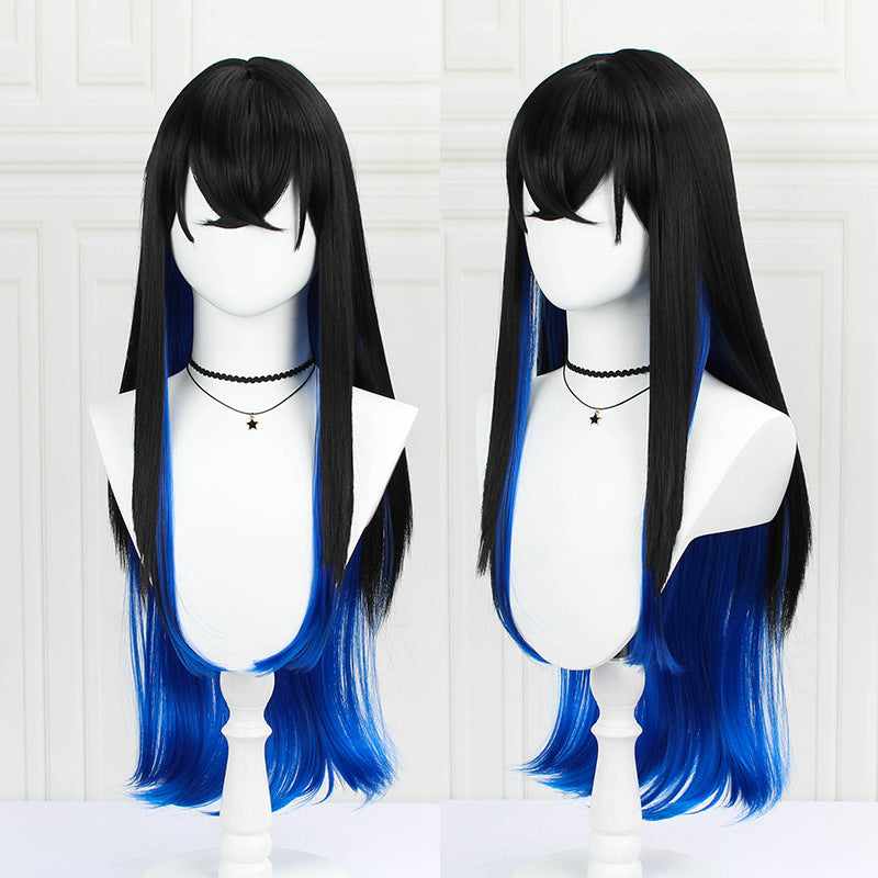 No Mouth Assisted Turn Pig Gradient Sapphire Cos Wig