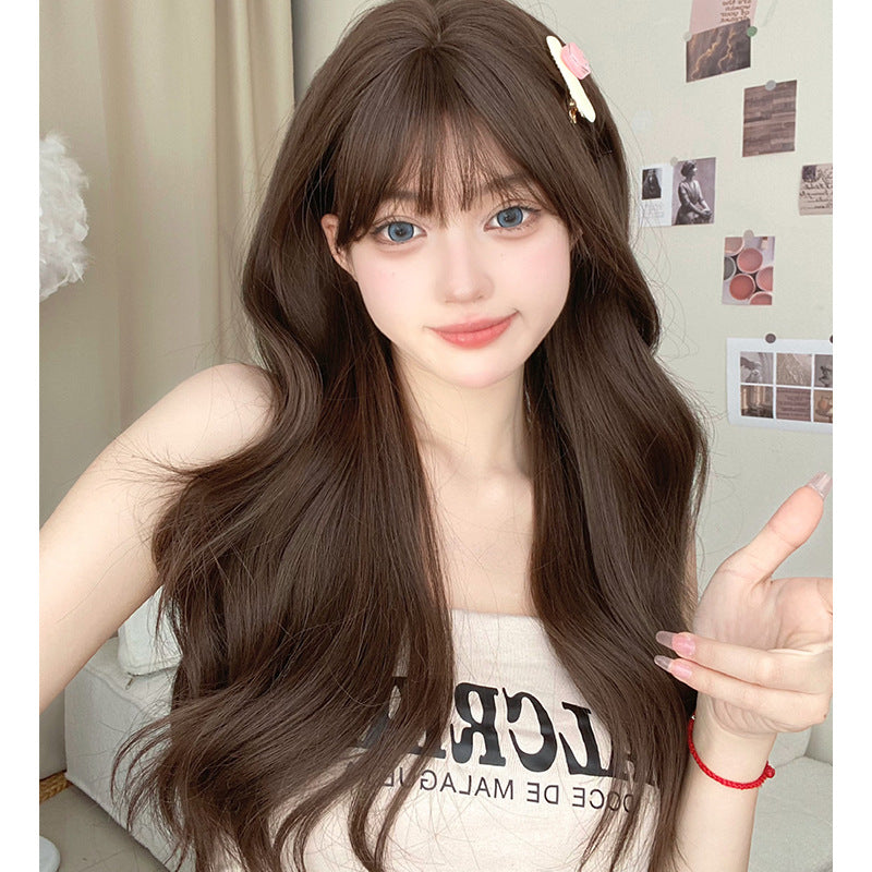 Women's Gentle Temperament Curly Hair Fashion Lady Big Wave Sheath Wig Long Curls