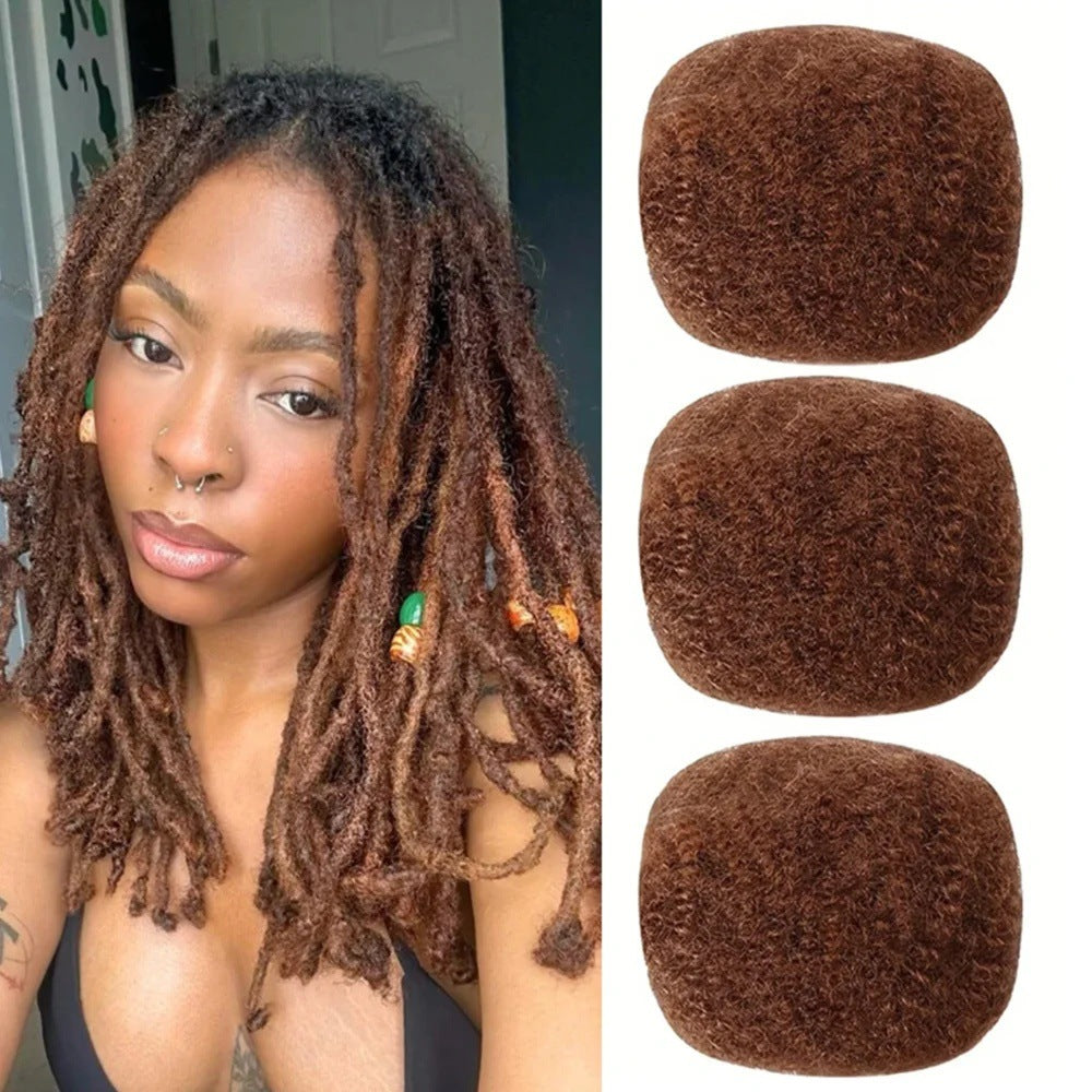 Kinky Bulk Human Medium Brown Color Real Hair Wig