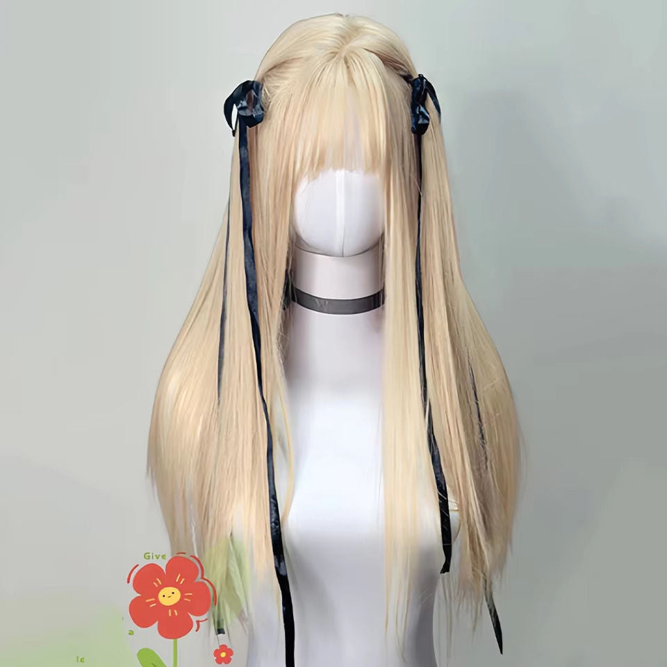 Women's Milk Tea Platinum Color Female Hair Long Straight Wig