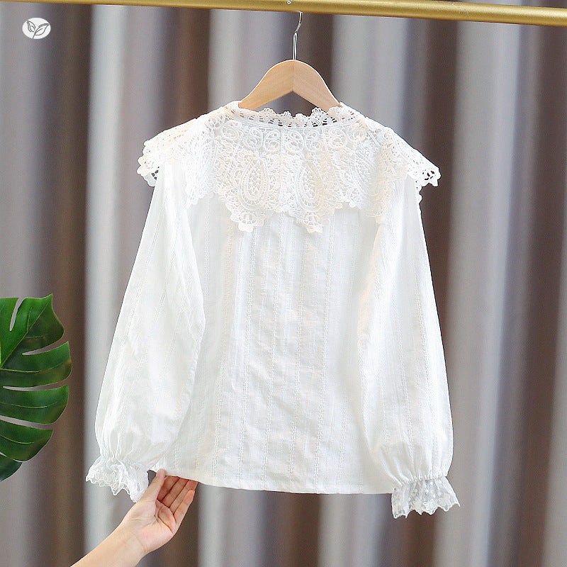 Children's Doll Collar Loose Long Sleeve Underwear White Blouse Children's Shirt