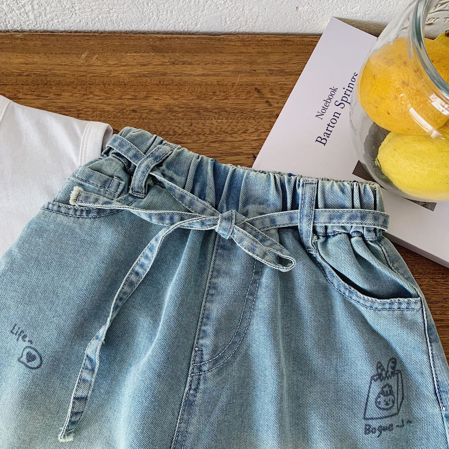 Children's Jeans Summer Thin Printed Cropped Trousers Children's Pants