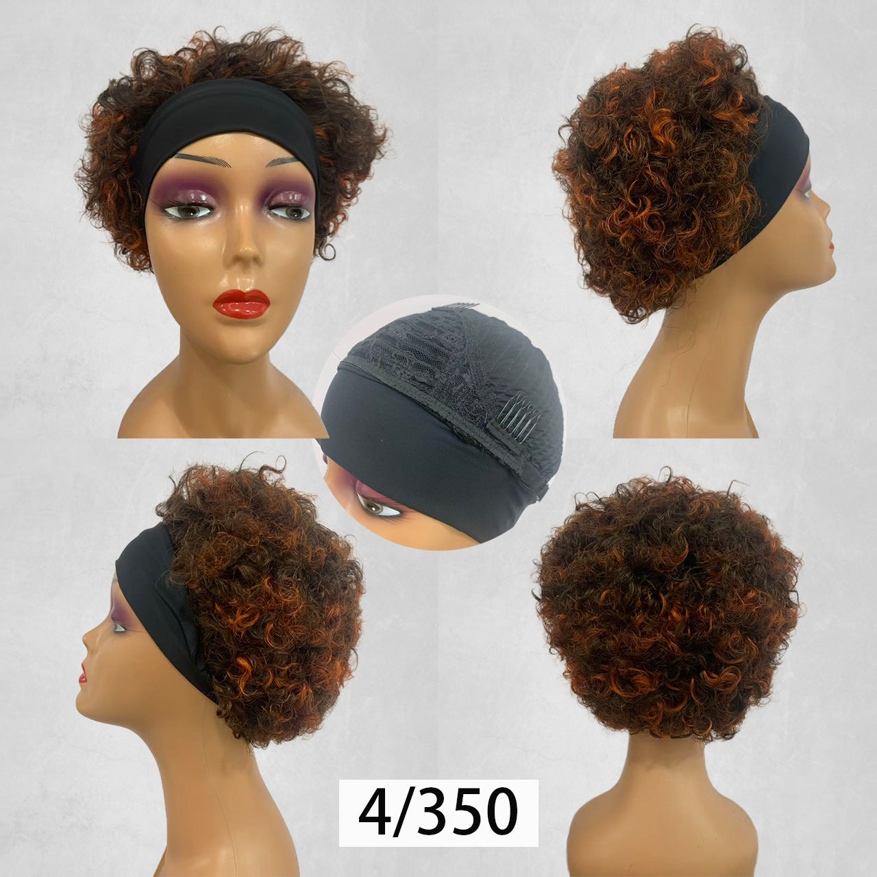 Comfortable Headband Curly Short Human Africa Real Hair Wig