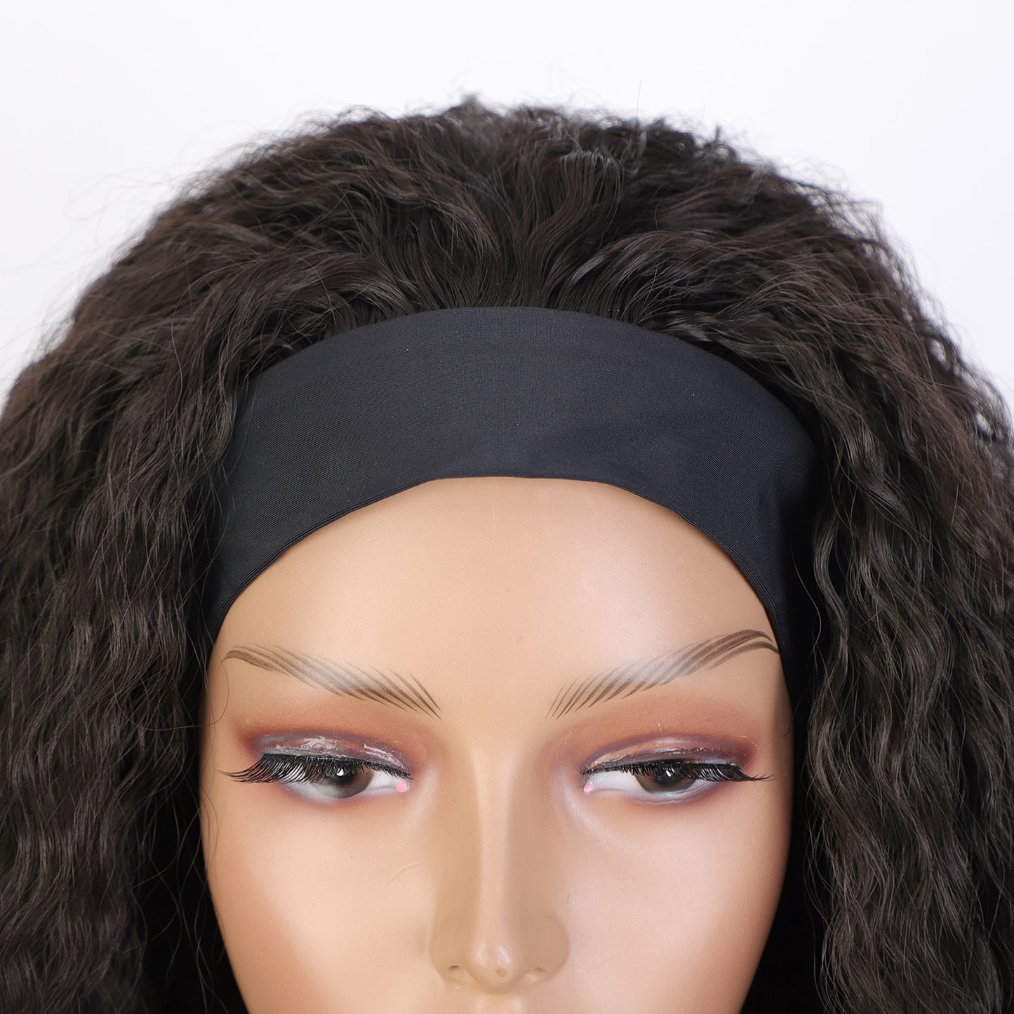 Women's Ice Silk Hair Band Screw Roll Curly Wig Long Curls