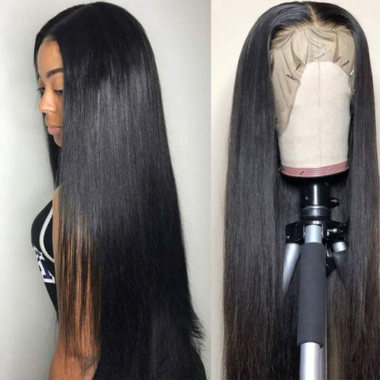 Women's Black Hair Front Lace Mid-length Chemical Long Straight Wig
