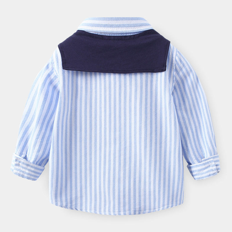 Simple Fashion Casual Long-sleeved Comfortable Western Style Harness Children's Shirt