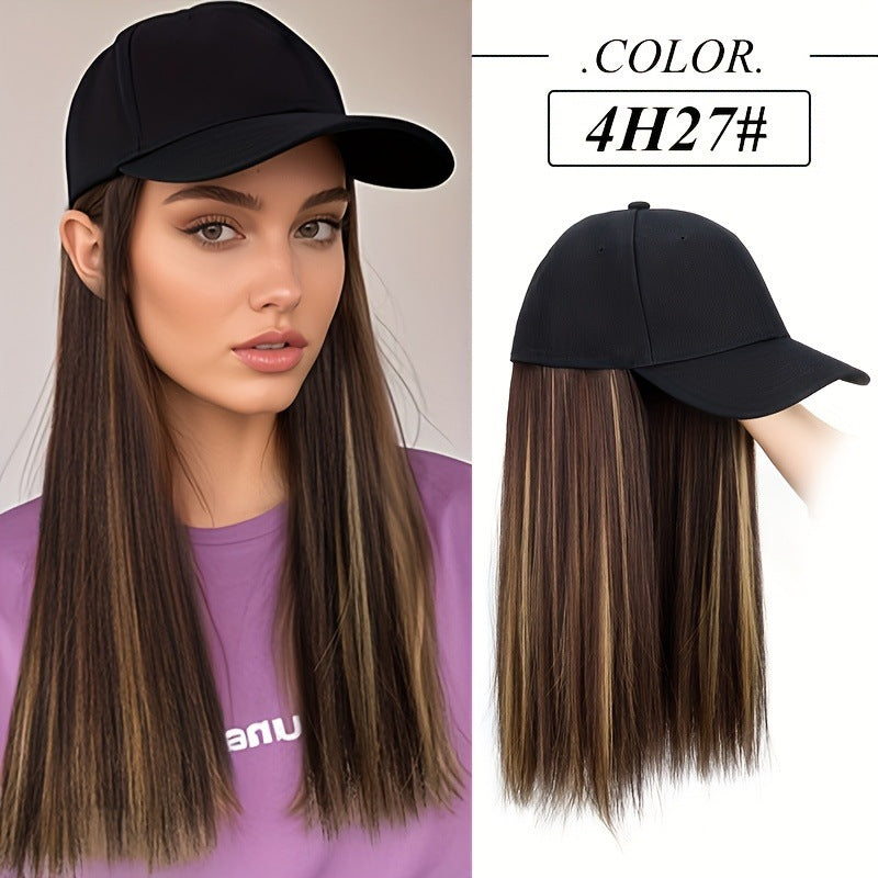 One-piece Hat Short Straight Hair Female Collarbone Length Haircut Wig Long Curls