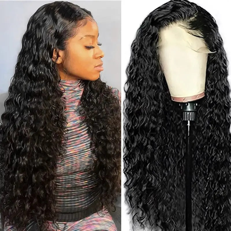 Women's Front Lace Head African Small Volume Wound Tube Wig Long Curls