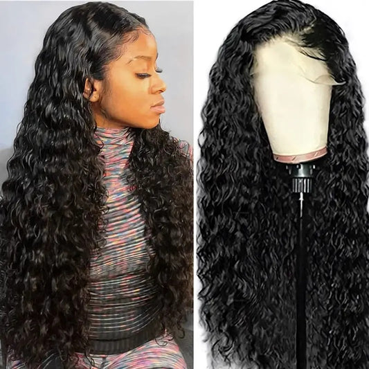 Women's Front Lace Head African Small Volume Wound Tube Wig Long Curls