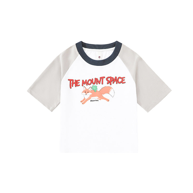 Children's Clothing Summer Contrast Color Raglan Sleeve Short Cotton Children's T-shirt