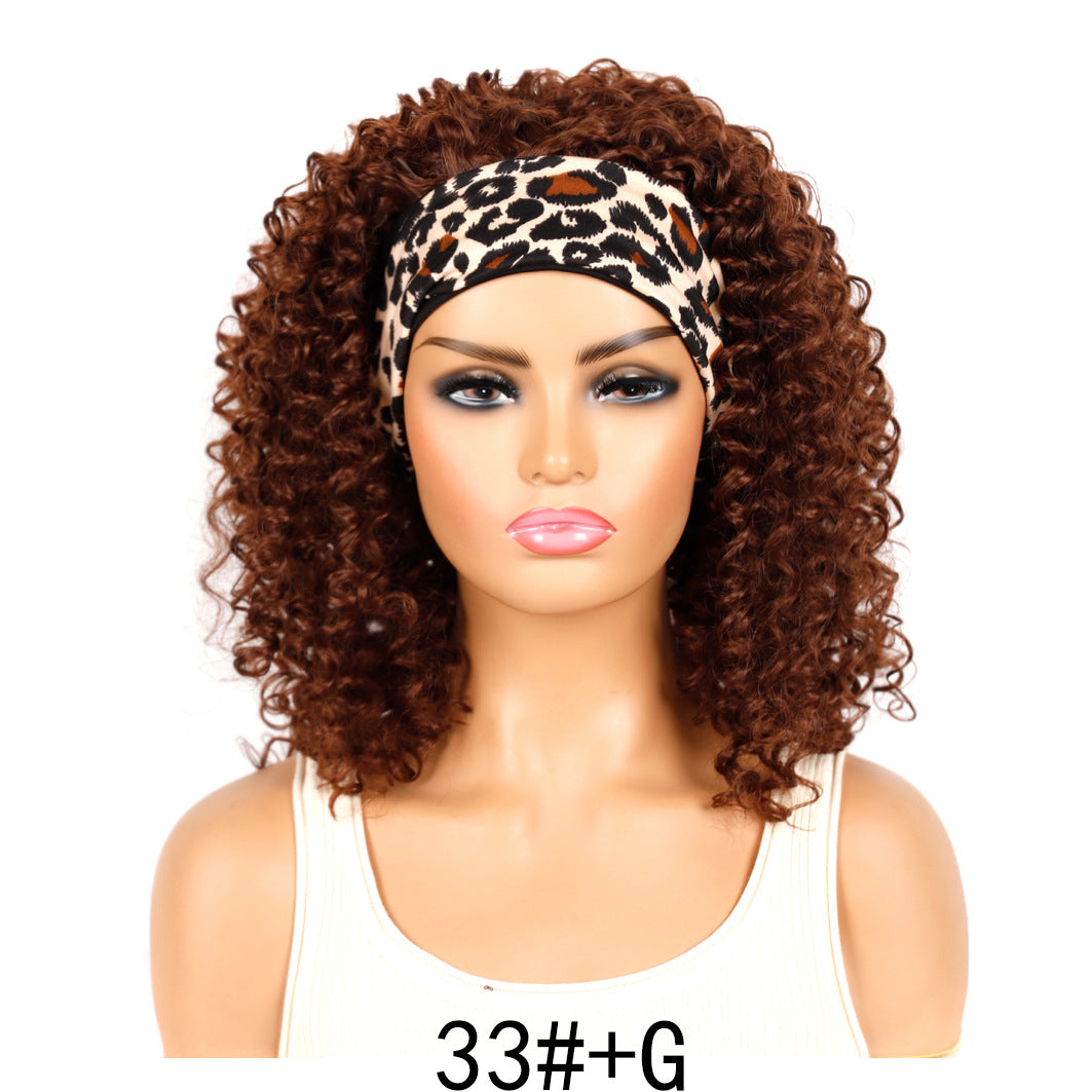 Graceful Ice Silk Band Headband Sheath Wig Short Curly Hair