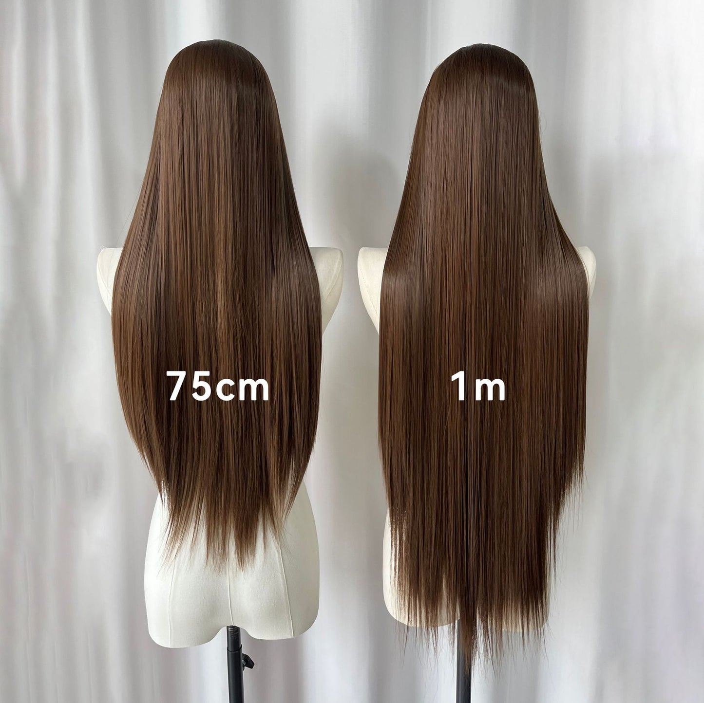 Brown Hand Crochet Forehead Lace Female Comic Long Straight Wig