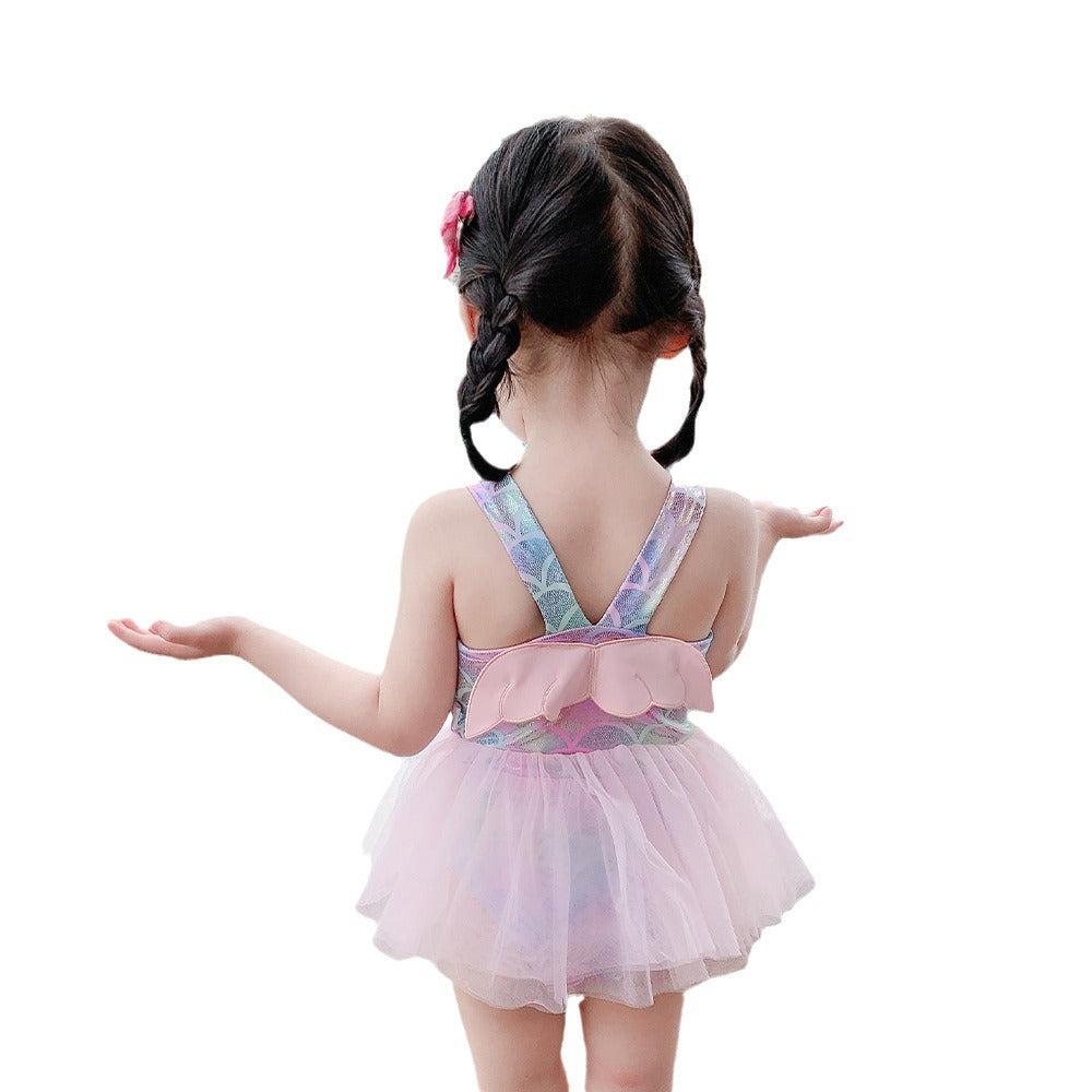 Children's Clothing Summer One-piece Swimsuit Mermaid Rainbow Jumpsuit, Climbing Suit