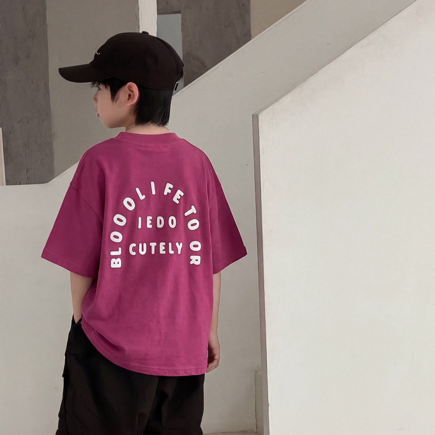 Children's Short-sleeved Summer Loose Top Boys Middle Big Half Sleeve Children's T-shirt