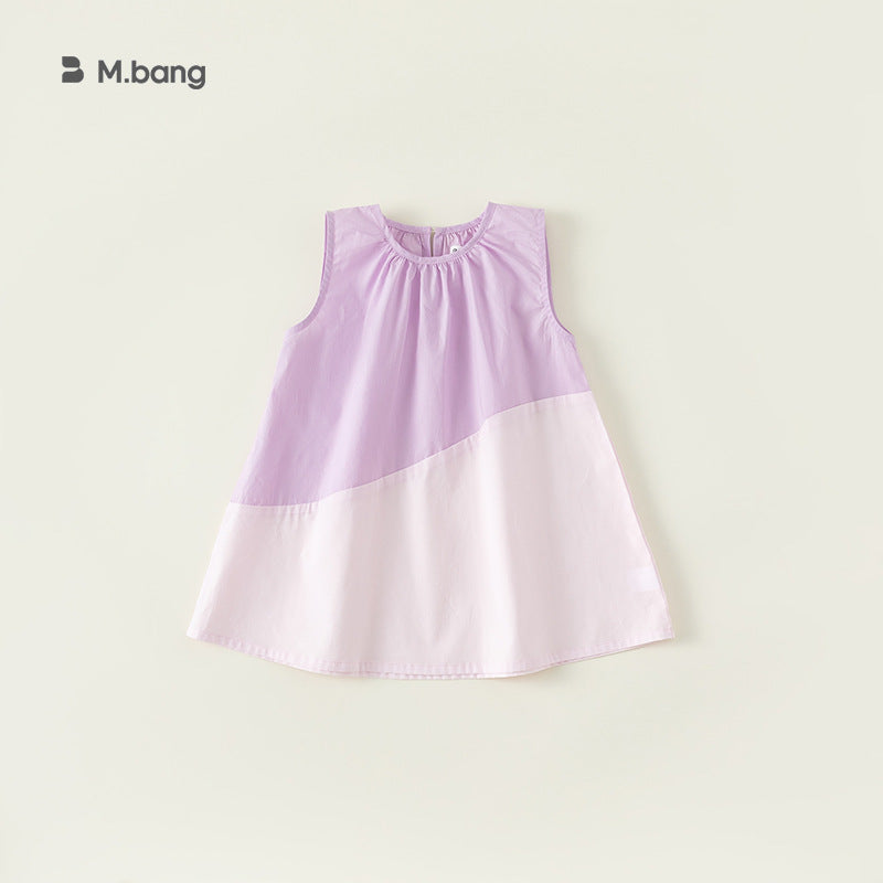 Children's Pastoral Style A- Line Skirt Color Matching Thin Sleeveless Children's Dress
