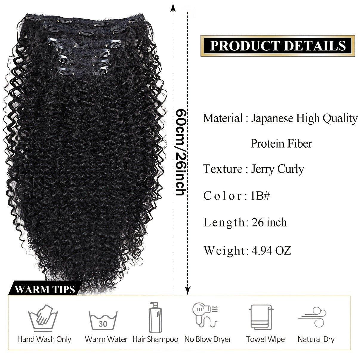 Women's Curler Type Extension Full Head Black Wig
