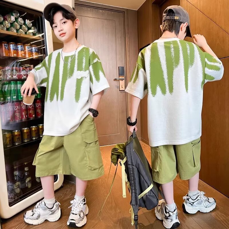 Children's Boy Thin Type Loose Half Sleeve Children's Suit