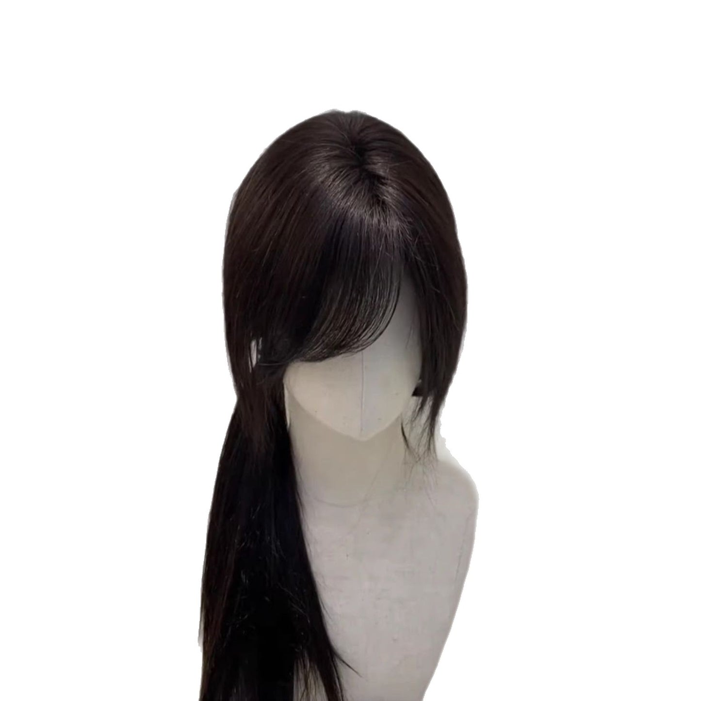 Net Female Style Romantic Side Bangs Long Straight Wig