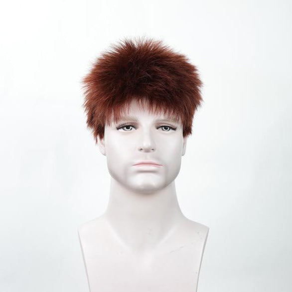 Men's Short Hair Fluffy Burr Multicolor Synthetic Men's Wig