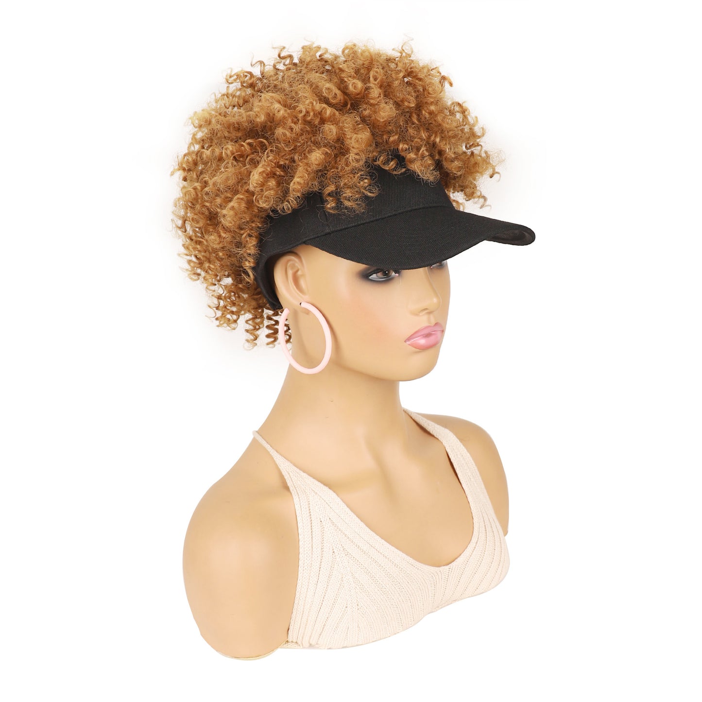 Women's Hat Small Roll Head Cover Screw Spring Wig Short Curly Hair