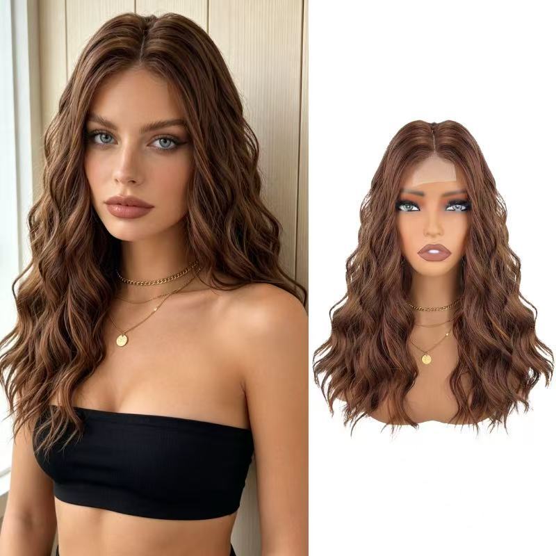 Women's Front Lace Curly Hair Mid-length Fiber Wig Long Curls