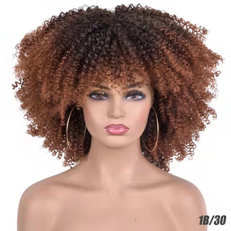 Women's Chemical Fiber African Small Volume Afro Wig Short Curly Hair