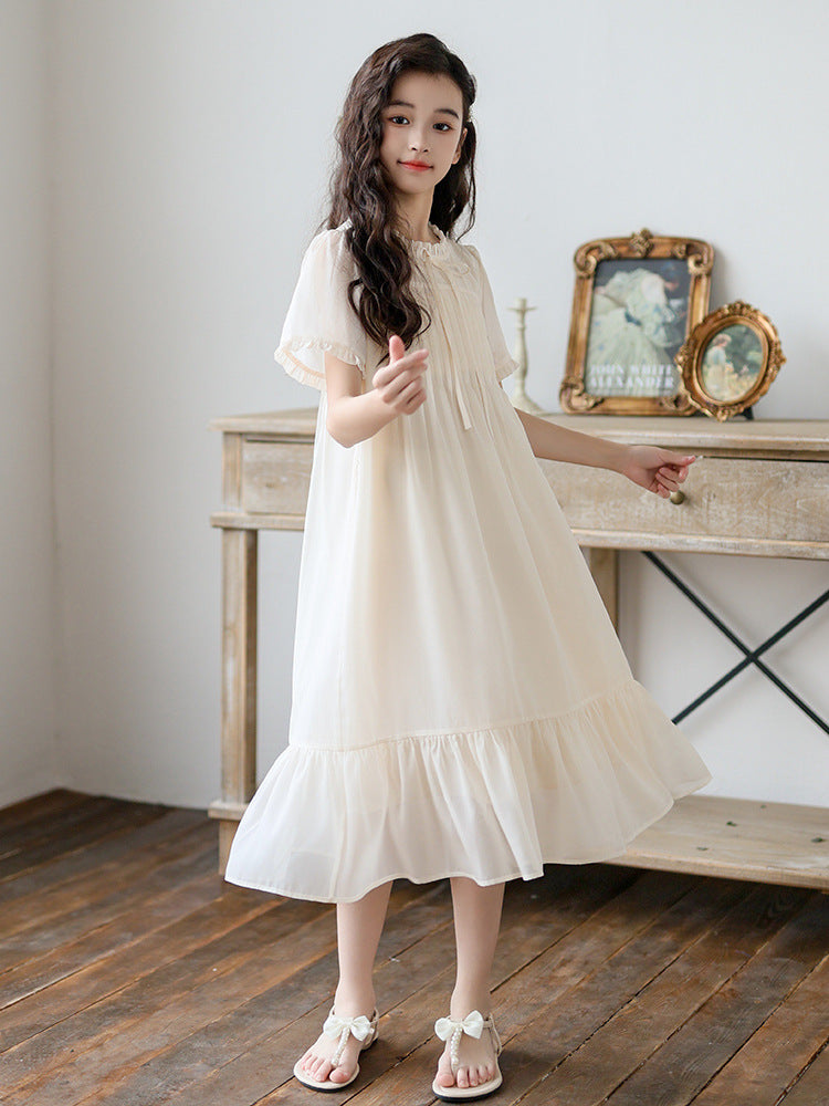 Children's Big Summer Pleated Chiffon Skirt Little Children's Dress