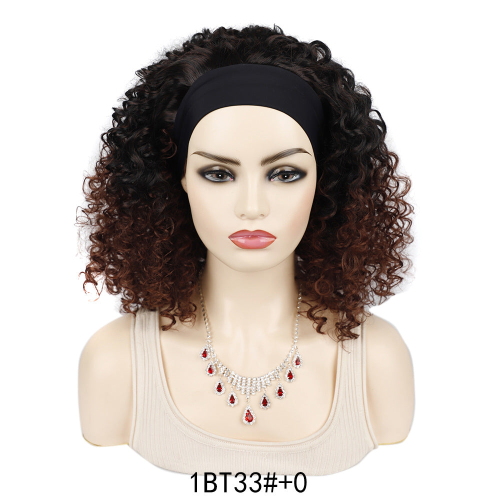Graceful Ice Silk Band Headband Sheath Wig Short Curly Hair