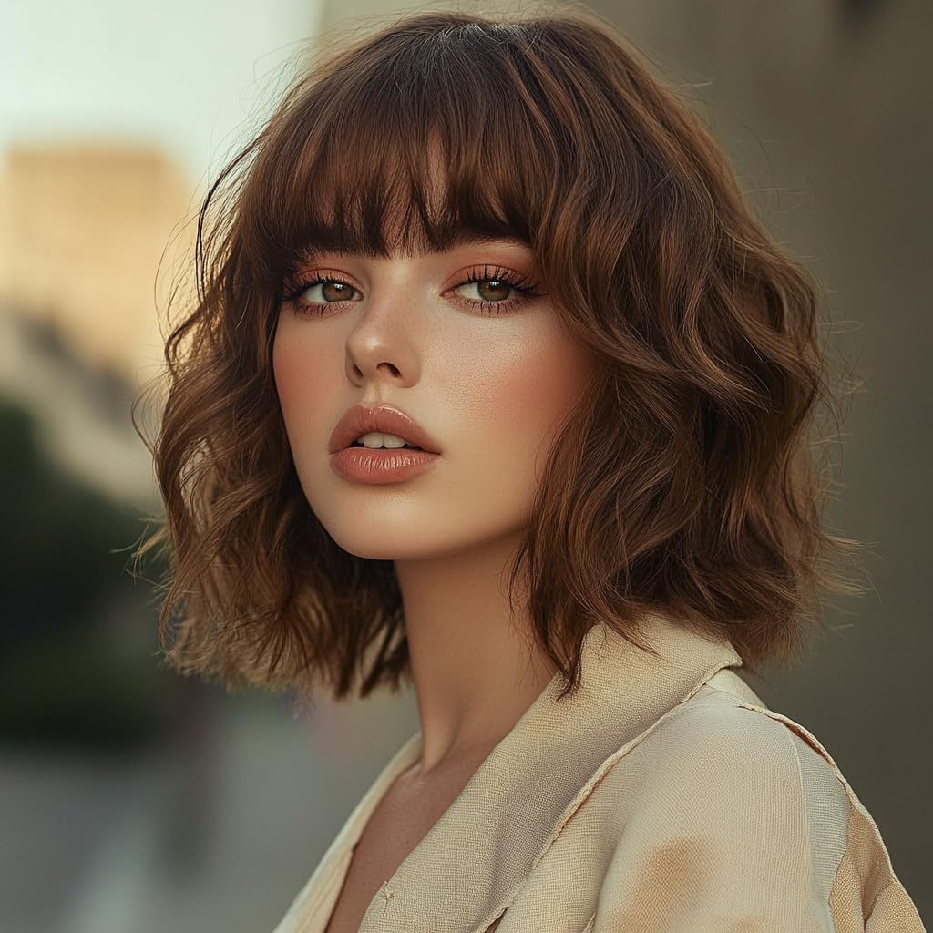 Big Wave Bangs Chemical Fiber Fashion Wig Short Curly Hair