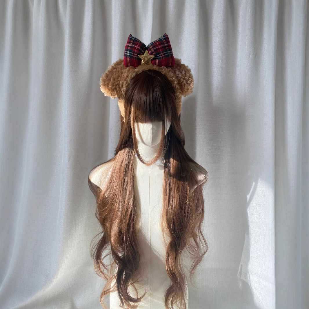 Glutinous Rice Small Linen Curly Hair Full Top Natural Less Wig Long Curls
