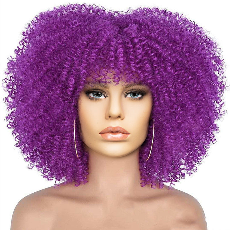 African Small Afro Rose Net Synthetic Wig Short Curly Hair