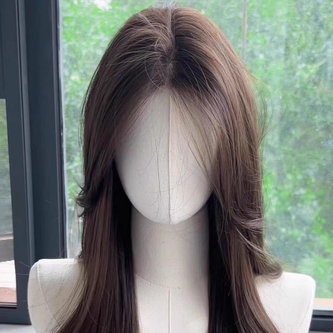 Lace Female Cold Brown Bangs Big Wave Curly Hair Temperament Wig Long Curls