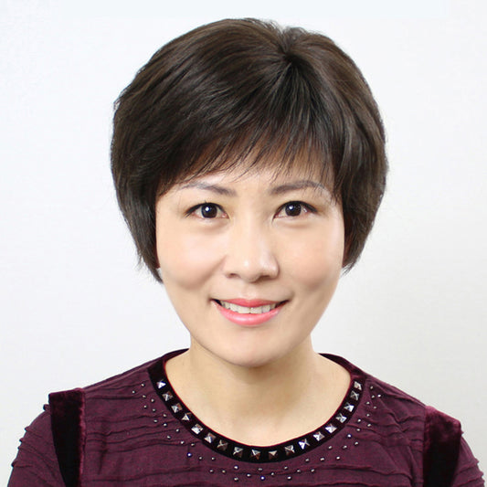 Female Full Human Lady Mom Chemotherapy Bald Head Wig Short Straight Hair