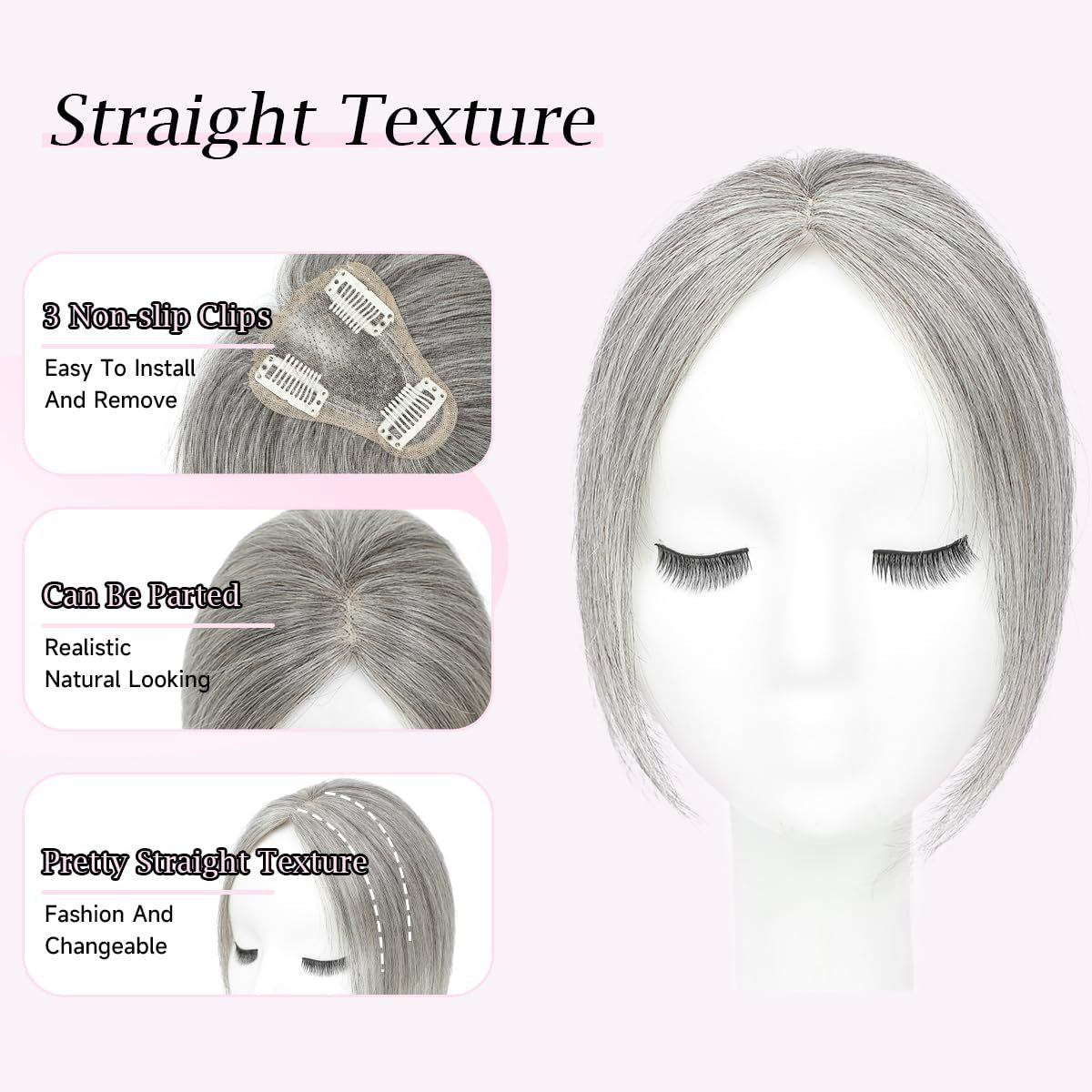 Women's Hair Supplementing Piece Human Cover Gray Other Wig