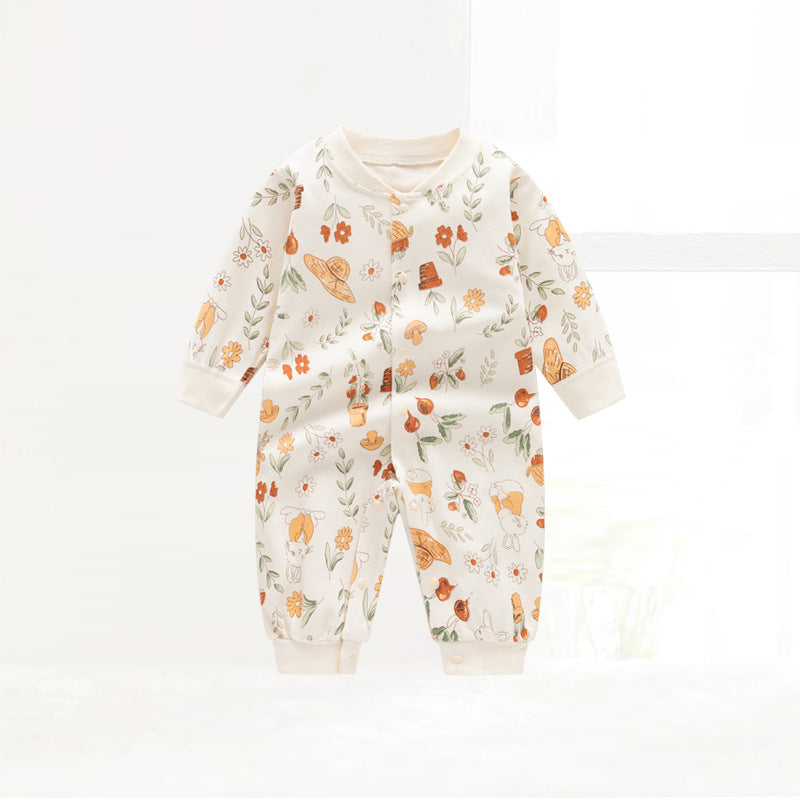 Women's & Men's Autumn Jumpsuit Pure Cotton Boneless Cardigan Romper Jumpsuit, Climbing Suit