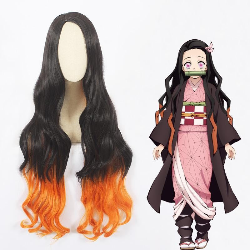 No Ghost Kitchen Door Gradient Brown Curly Cos Wig