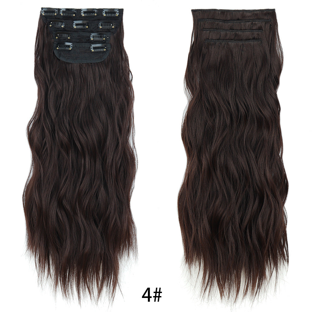 Long Curly Hair Set Hairpiece Clip Big Wave Wig