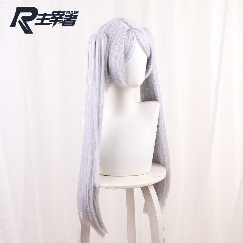 Sier White Tiger Clip Double Ponytail Anime Buried Cos Wig