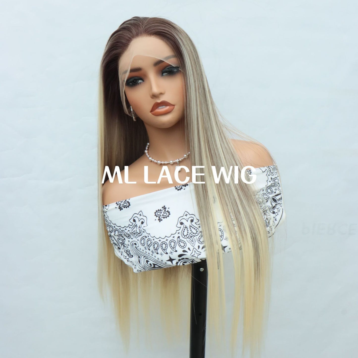 Women's Lace Hand Crocheting Team Hair Fiber Long Straight Wig